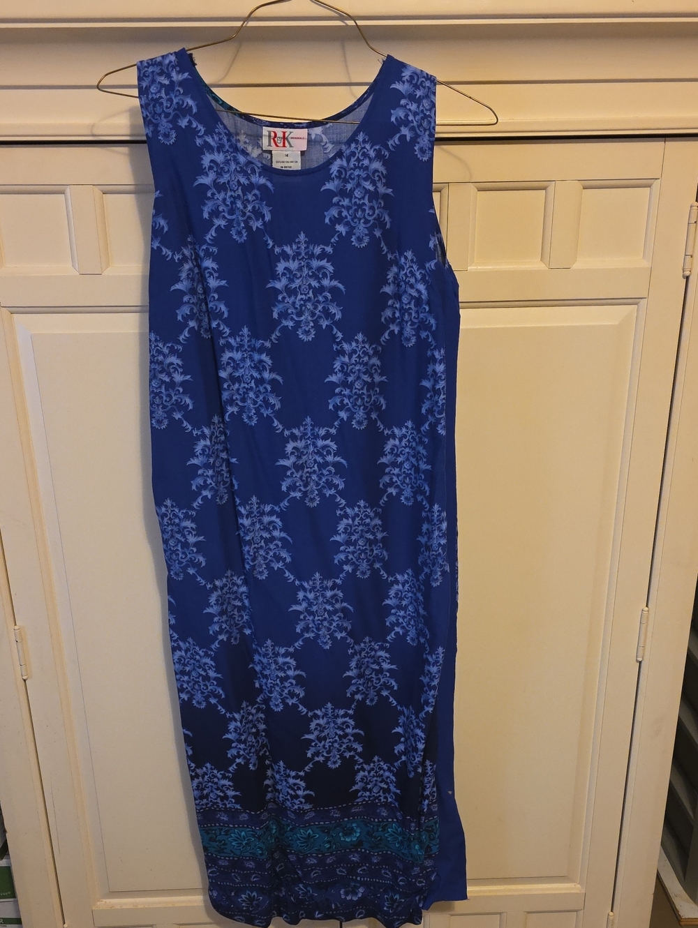 R&K Royal Blue Sleeveless Floral Maxi Dress